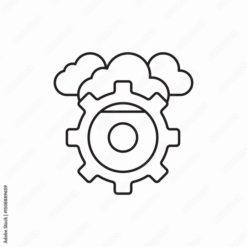 Cloud computing gear settings icon vector sign Cloud computing gear settings icon vector sign