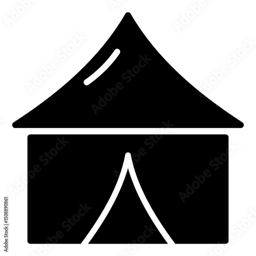 Solid Vector Art Illustration of Simple Shelter Tent for Hajj Pilgrims to spend the night in Mina