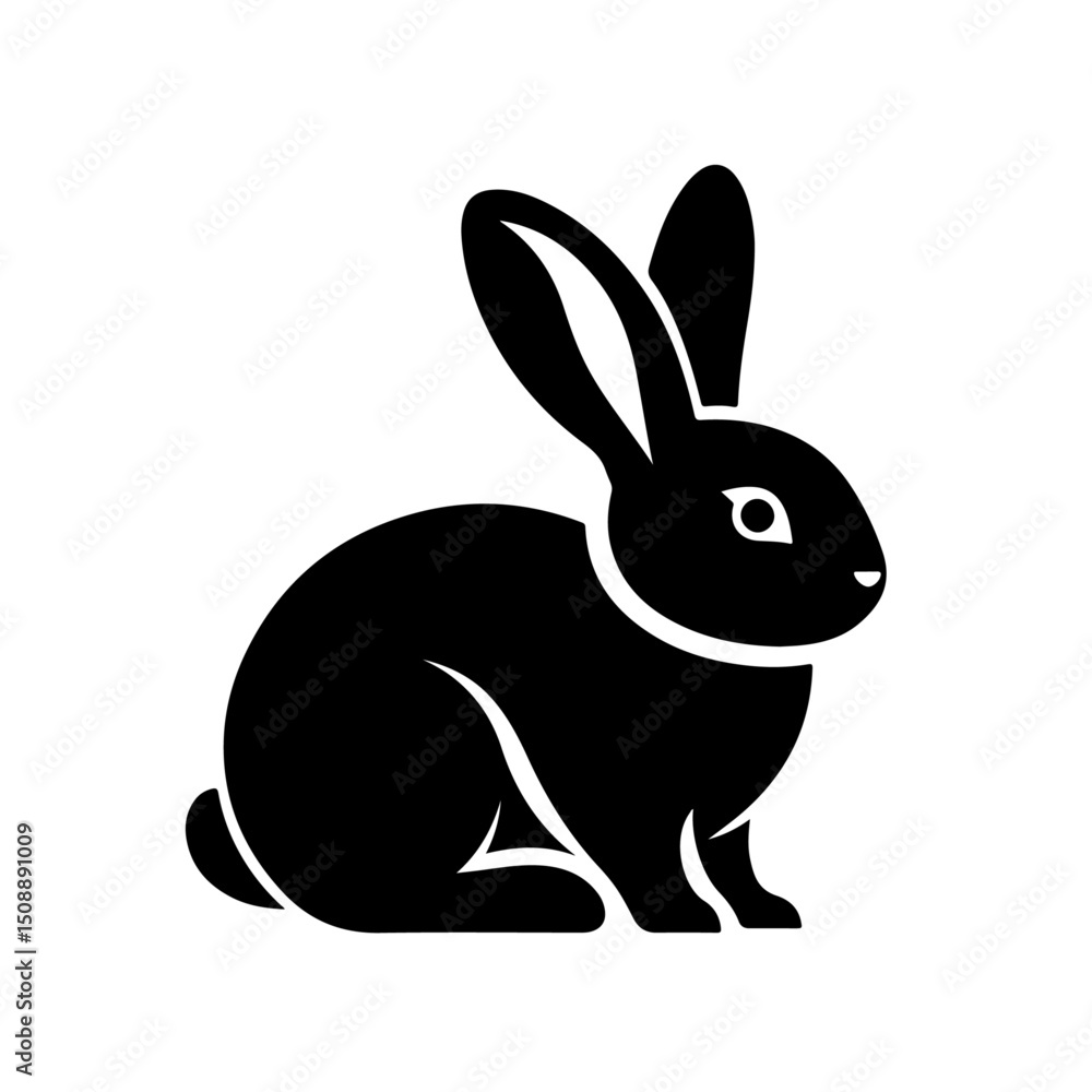 Obraz premium Rabbit Silhouette for Wildlife and Cuteness Design, Jumping Rabbit