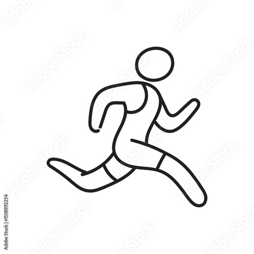 Running athlete icon doodle sketch lines template sign
