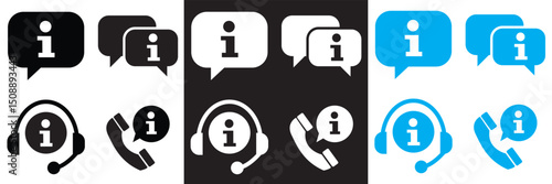 Information icons .  Help Desk icons .  Support, assistant, customer help icon.  Vector illustration. isolated on white and black background. EPS 10