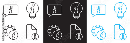 Information icons .  Help Desk icons .  Support, assistant, customer help icon.  Vector illustration. isolated on white and black background. EPS 10
