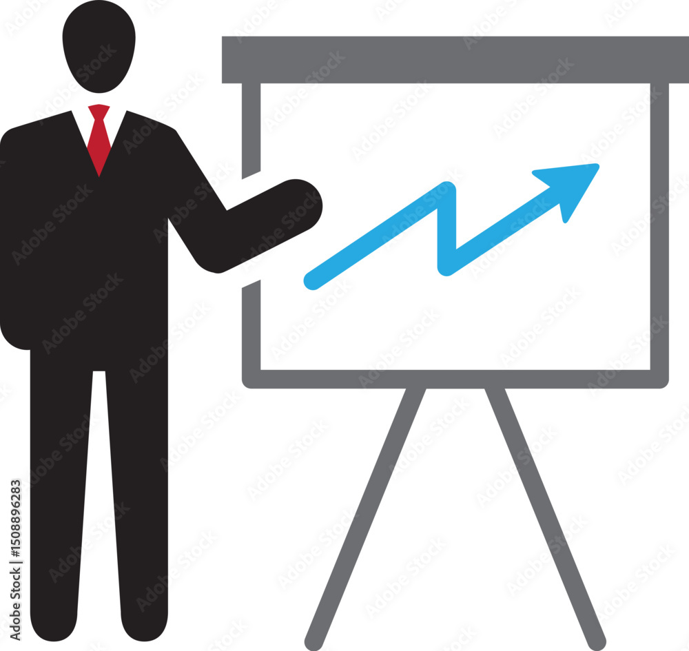 Business Presentation Growth Strategy & Financial Success Icon Business Presentation Growth Strategy & Financial Success Icon
