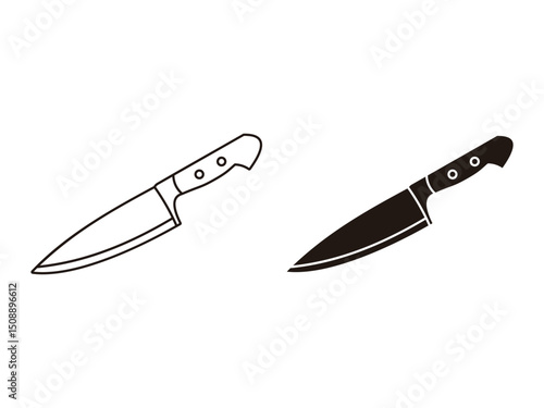 set of kitchen knife symbol icon design vector isolated on transparent background