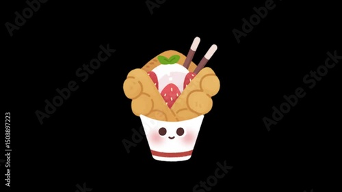 Food sicker animation motion graphic with chroma key clip template 4k Background. High resolution, Ultra High Definition, 4k video