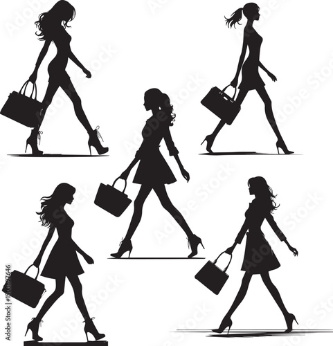 Stylish Fashion Girl Silhouette Clipart Image