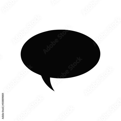 Silhouette isolated illustration of a speech bubble shape with a tail on a plain presentation space element design on transparent background