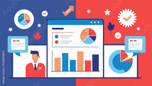 A dashboard showcasing the top three issues driving voter decisions with realtime data from exit polls.. Vector illustration