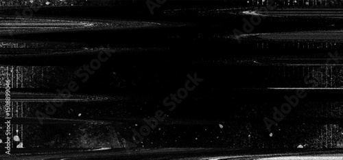 Film grain background with TV noise effects creates an abstract texture engulfing the visual space, enhancing the atmosphere with a nostalgic vibe and deep contrasts.