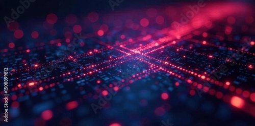 Wallpaper Mural Complex digital circuitry lines, glowing nodes, lines, communication Torontodigital.ca