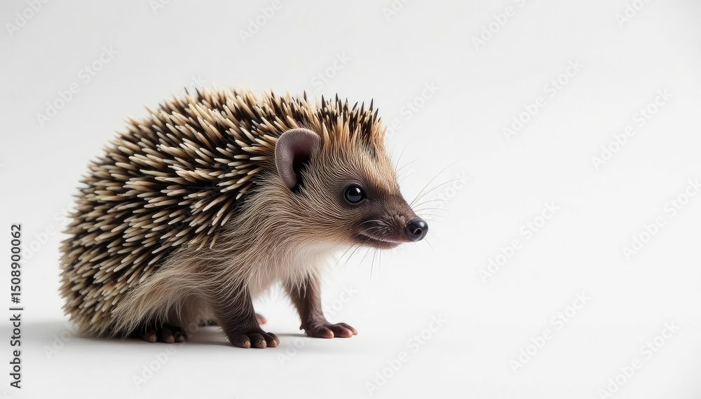 Obraz premium Close-up of hedgehog on white backdrop, facing right, animal, view, sleep