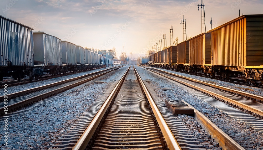 Obraz premium close up view of industrial train tracks and rails
