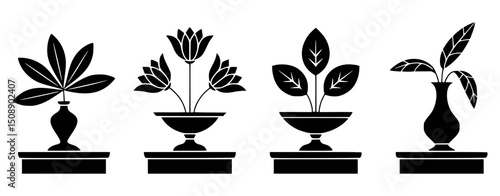 Elegant black and white floral arrangements