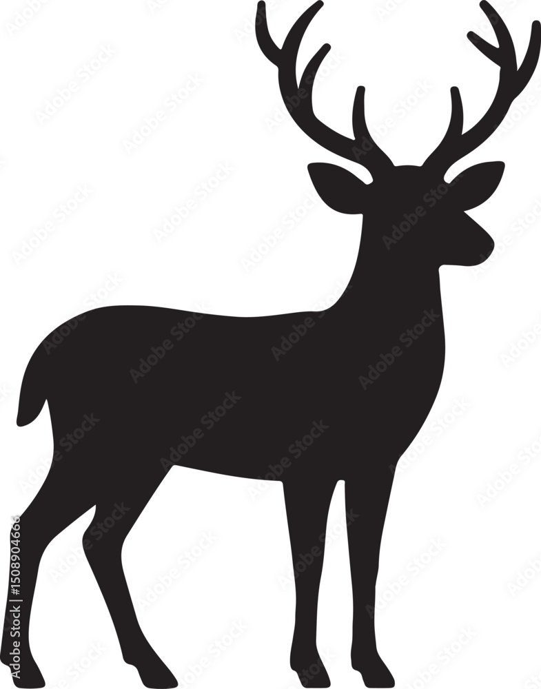 Fototapeta premium Silhouette vector of a wildlife animal like a deer or bird, ideal for nature, forest, outdoor, and wildlife conservation themed designs.