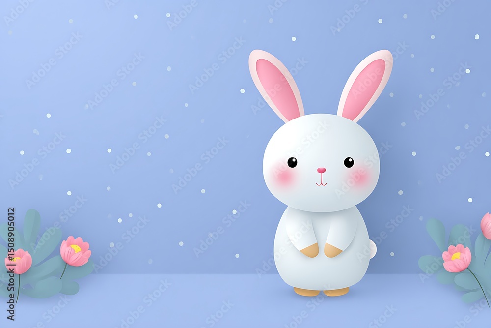 Pastel Rabbit Illustration on Easter Card Pastel Rabbit Illustration on Easter Card