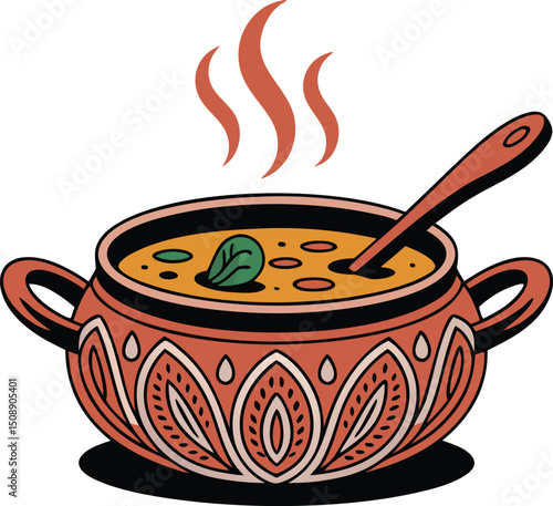 Bowl of soup, steam rising gently, evoking comfort and culinary delight