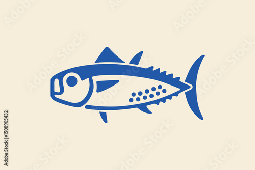 Wallpaper Mural Bold Blue Fish Illustration on Cream Background – Modern Minimalist Ocean Animal Art, Playful Marine Life Silhouette for Kids Decor, Graphic Flat Style Sea Creature Print Torontodigital.ca