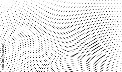 Abstract halftone wave dotted background. Futuristic twisted grunge pattern, dot, circles.  Vector modern optical pop art texture for posters, business cards, cover, labels mock-up, stickers layout