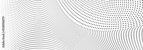Abstract halftone wave dotted background. Futuristic twisted grunge pattern, dot, circles.  Vector modern optical pop art texture for posters, business cards, cover, labels mock-up, stickers layout