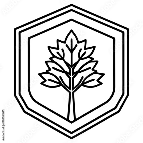 Retro Forest Badge Illustration