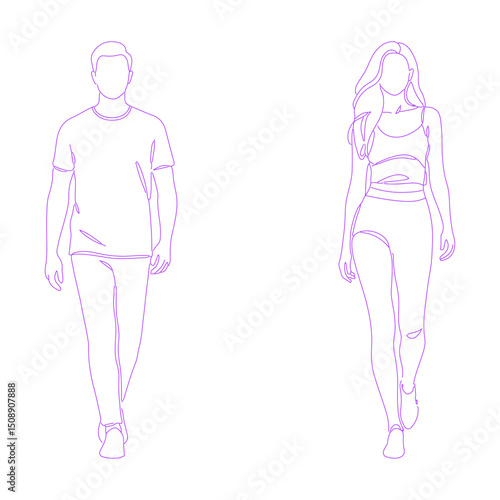 person walking naturally pose lineart illustration vol.2