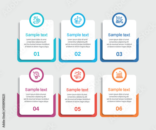 Infographic design  template with 6 options, steps
