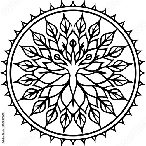 Spiritual Tree Mandala Vector Illustration