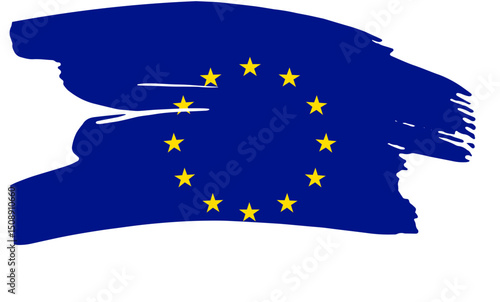 Abstract European Union Flag Brush Stroke Design