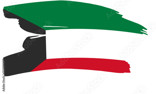 Artistic Kuwaiti Flag A Brushstroke Design