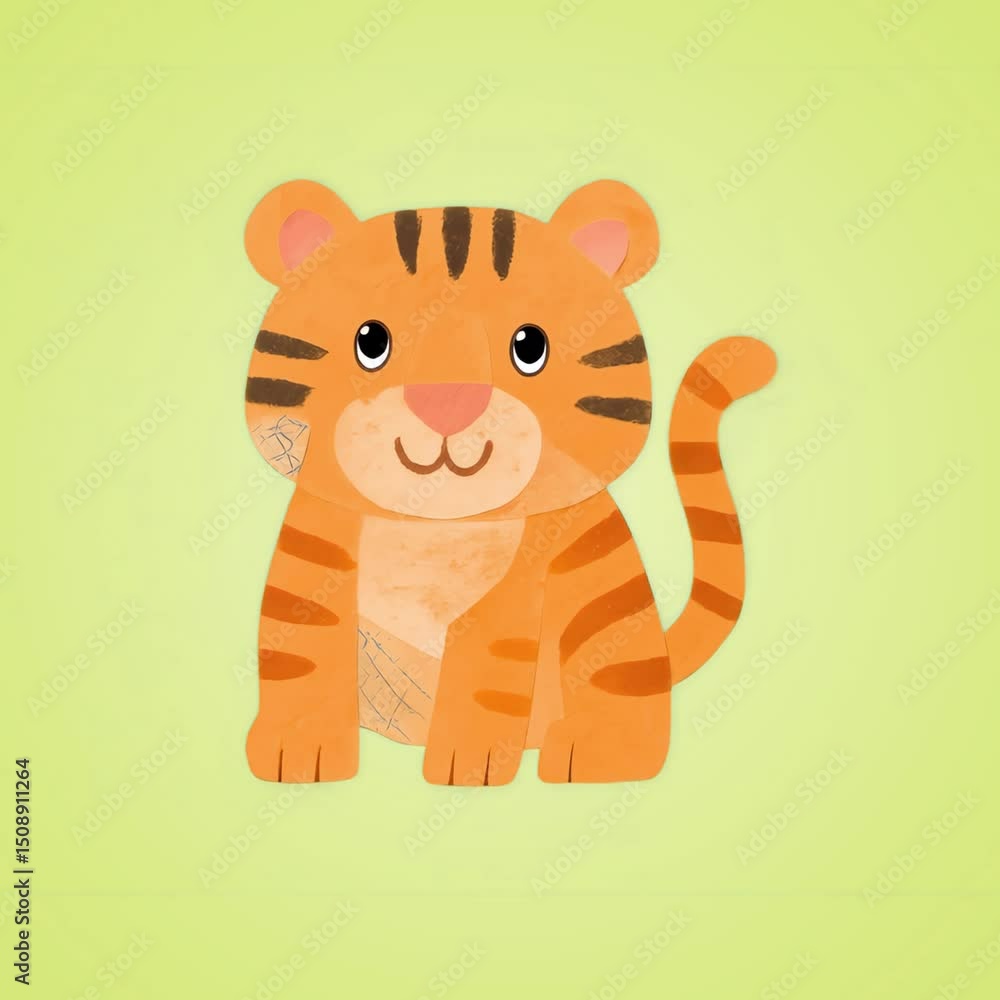 Cute cartoon tiger illustration animation isolated asset, transparent 4K video, alpha channel, ProRes 4444 Cute cartoon tiger illustration animation isolated asset, transparent 4K video, alpha channel, ProRes 4444