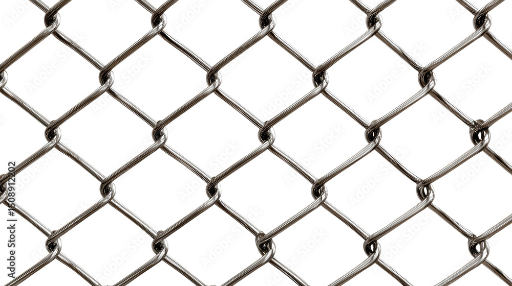 Fototapeta premium Chain Link Fence Pattern: A detailed image showcases a close-up view of a chain-link fence, forming a strong pattern, symbolizing security and protection.