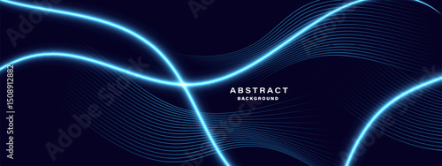 Futuristic abstract background with glowing blue wave on dark background	