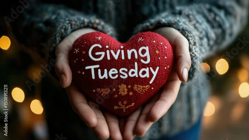 Hands holding red heart with 