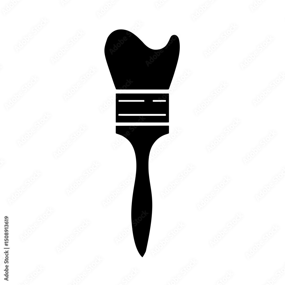 Minimalist black silhouette of a paintbrush representing artistic professions