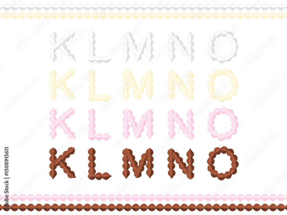 Naklejka premium 生クリームフォント（KLMNO）
