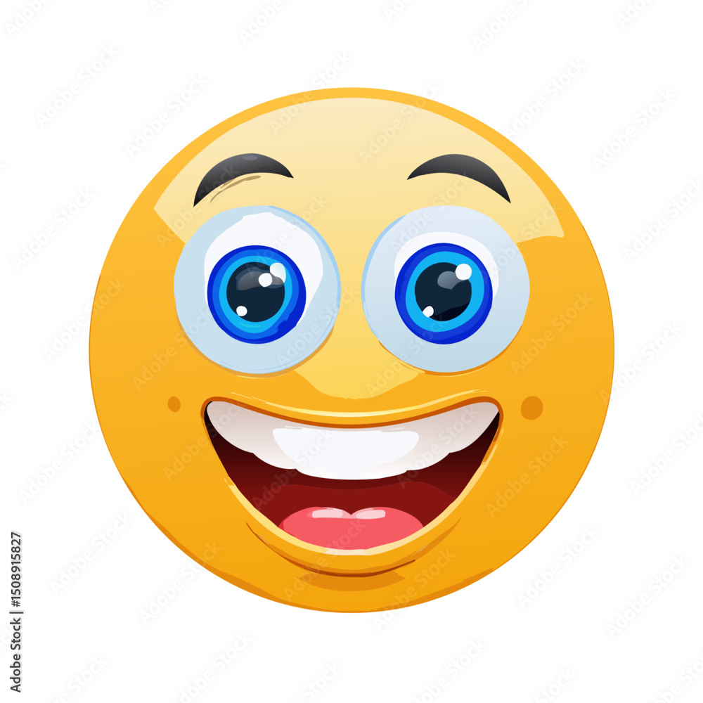 Fototapeta premium Joyful Waving Emoji with Happy Expression