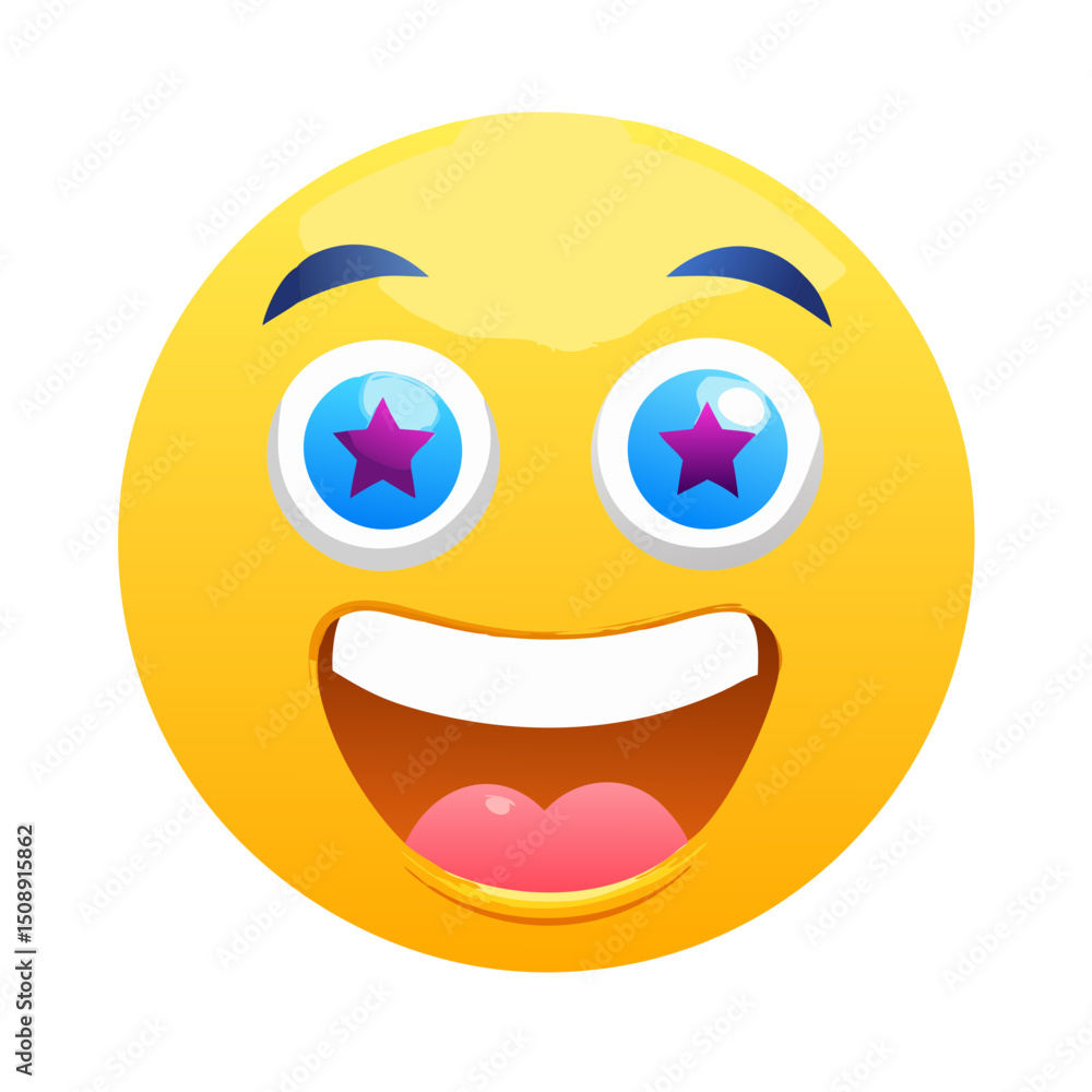 Fototapeta premium Excited Emoji with Starry Eyes and Big Smile