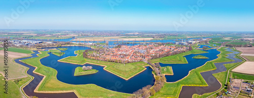 Obraz na płótnie Aerial panorama from the fortified city Heusden in the Netherlands w salonie