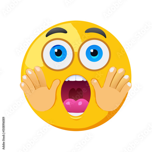 Scared or Shocked Emoji with Hands on Cheeks

