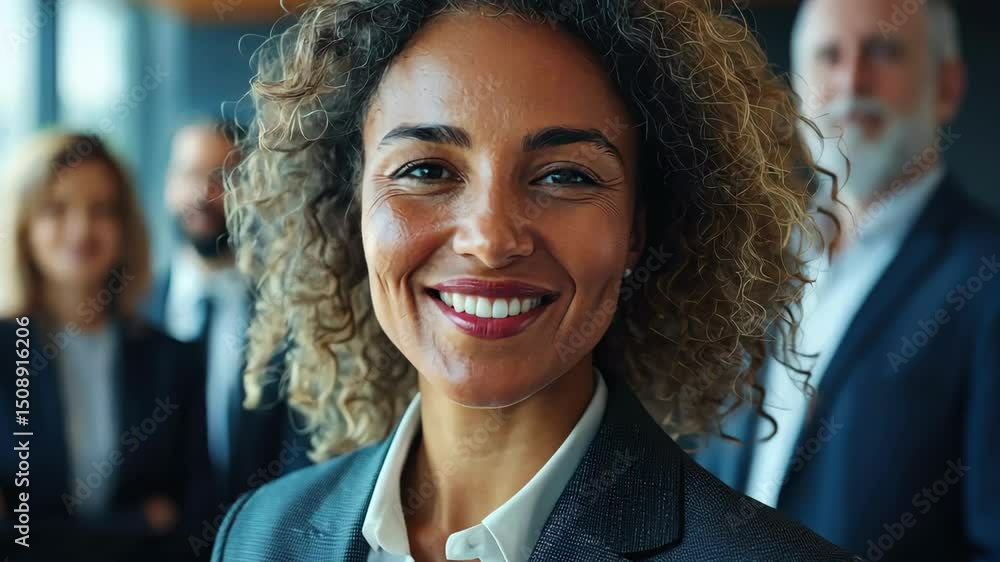 Confident diverse business team: smiling woman portrait with business people. Business, teamwork, leadership, team, office, company success. Confident diverse business team: smiling woman portrait with business people. Business, teamwork, leadership, team, office, company success.