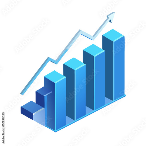 Free Download Isometric Blue Bar Graph with Upward Trending Arrow

 - GFXLoad