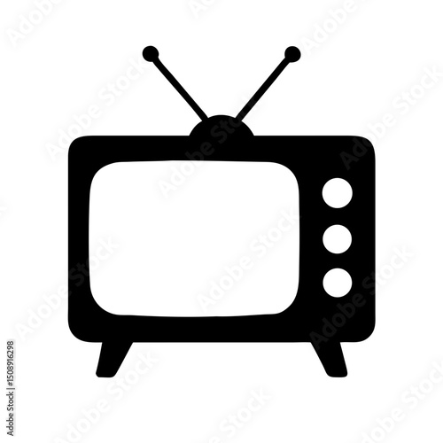 Simple Black Silhouette of an Old-Fashioned Television

