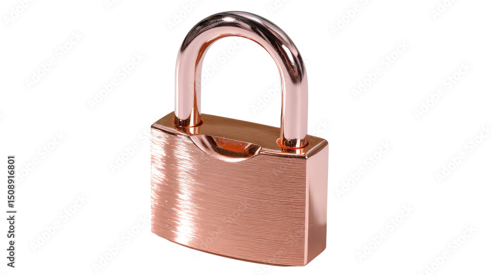 Fototapeta premium Security and protection: A sleek and secure padlock, rendered in a rich metallic hue, symbolizing the essence of safety, privacy, and steadfast protection. 