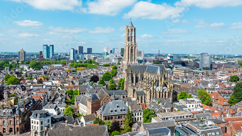 Obraz na płótnie Aerial from the city Utrecht with the Dom tower in the Netherlands w salonie