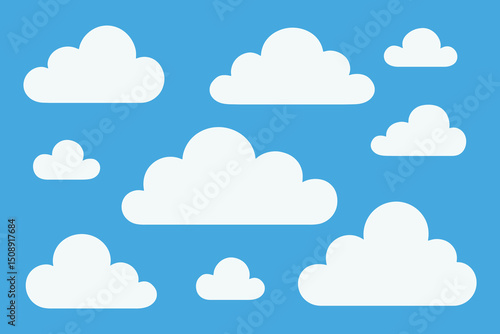 Cartoon Clouds in a Blue Sky Vector Illustration