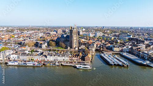 Obraz na płótnie Aerial from the city Dordrecht with the Great church in the Netherlands w salonie