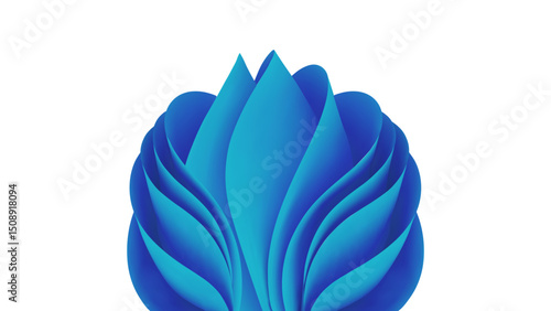 3D abstract blue background with wavy paper and fabric shapes. Smooth folded ribbons and curvy textile layers in soft motion. Minimal horizontal render with elegant structure and blank composition.