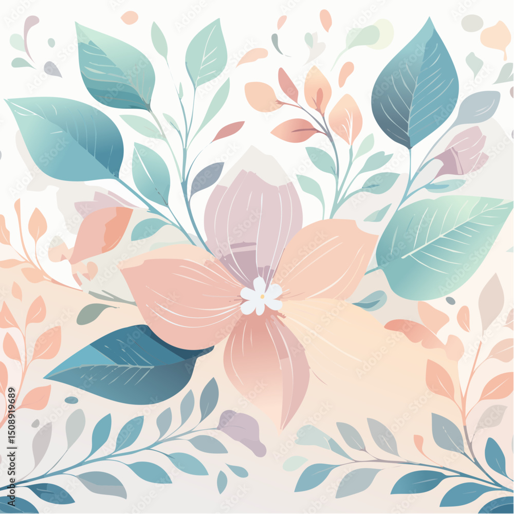Fototapeta premium Pastel Floral Illustration Delicate Blooms and Soft Hues