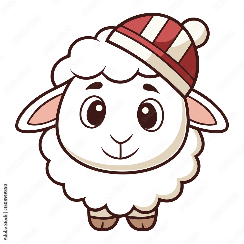 Adorable black sheep wearing winter hat Adorable black sheep wearing winter hat