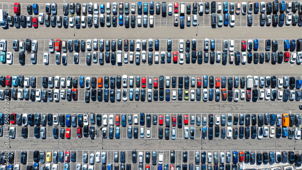 Aerial top shot from a parking lot